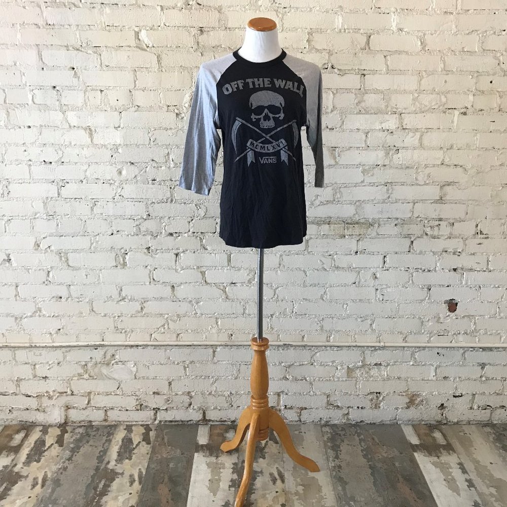 Vans Black And Grey Long Sleeved T-Shirt Small
